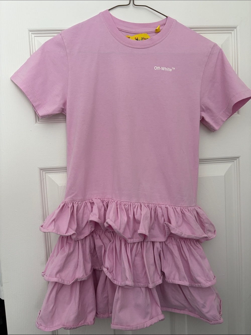 Off-White Pink Ruffle Tee Dress